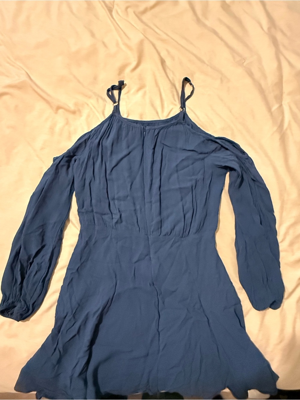 Reformation Slate Blue Cold-Shoulder Mini Dress - Picture 3 of 5